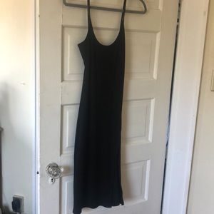 Black Ribbed Body con Dress with slit